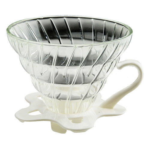 TIAMO V02 耐熱玻璃咖啡濾杯附咖啡匙+滴水盤 -HG5357W