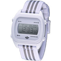 adidas 休閒運動風帆布電子腕錶-白ADH2732