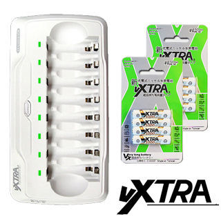 【VXTRA】LED智慧型4.8A大電流八入充電器充電組(內附4號充電電池8入)