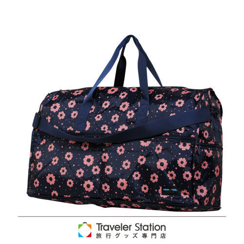 《Traveler Station》HAPI+TAS 摺疊圓形旅行袋(大)新款-185摩登花朵深藍