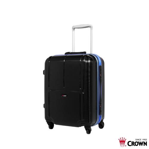《Traveler Station》CROWN 皇冠 19吋極輕炫彩鋁框拉桿箱- 黑底深藍框