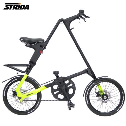 STRiDA 速立達 18吋SX 碟剎折疊單車(三角形單車)前後叉截色螢光黃-壓克力平光黑