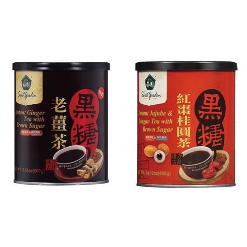 薌園 黑糖老薑茶(500g)x2罐/黑糖紅棗桂圓茶(400g)x2罐