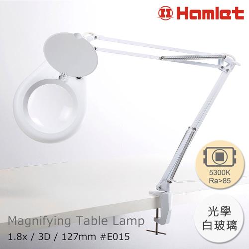 【Hamlet 哈姆雷特】3D/127mm 工作用薄型LED護眼檯燈放大鏡 光學白玻璃 桌夾式【E015】