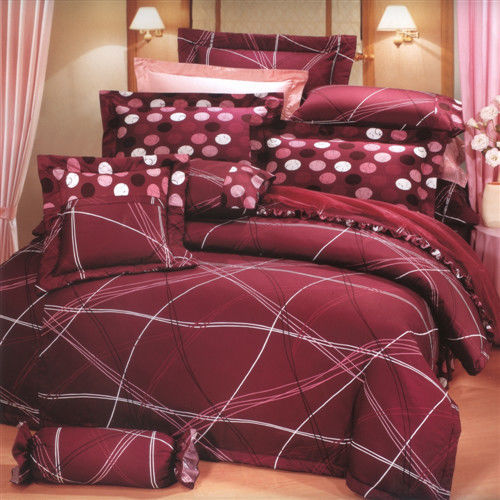 艾莉絲-貝倫 幸福的樂章-單人五件式(100%純棉)鋪棉床罩組(紫紅色)