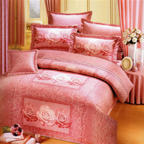 艾莉絲-貝倫 玫瑰物語-單人五件式(100%純棉)鋪棉床罩組(粉紅色)