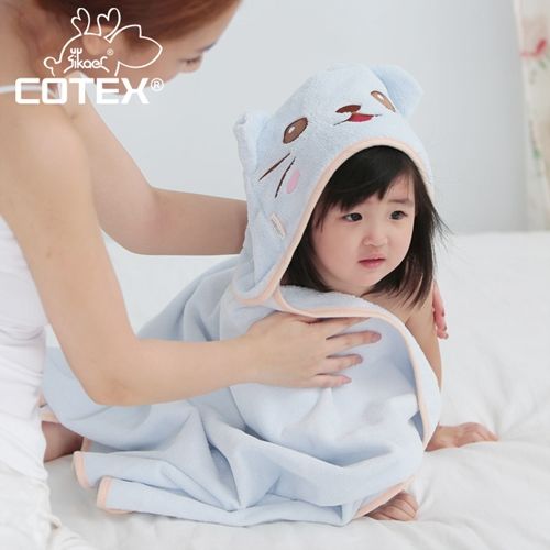 【COTEX可愛動物大浴巾】凱特貓（藍色）