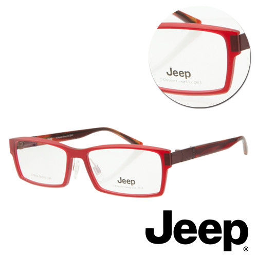 【JEEP】方框全框紅色光學眼鏡(J-F8014-C8)
