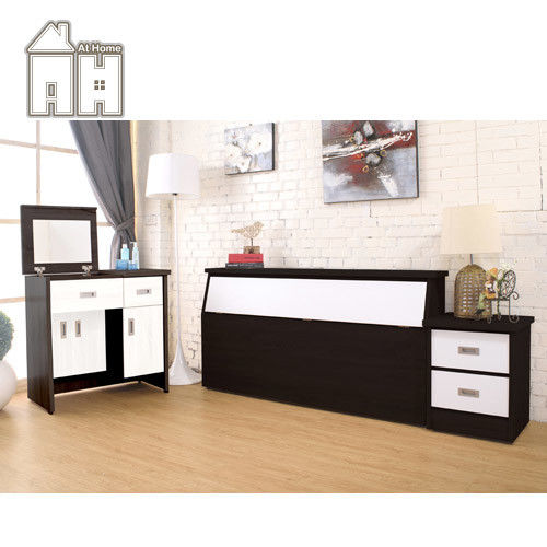 【AT HOME】威尼斯胡桃白雙人臥室三件組(床頭箱+床頭櫃+掀式鏡台)