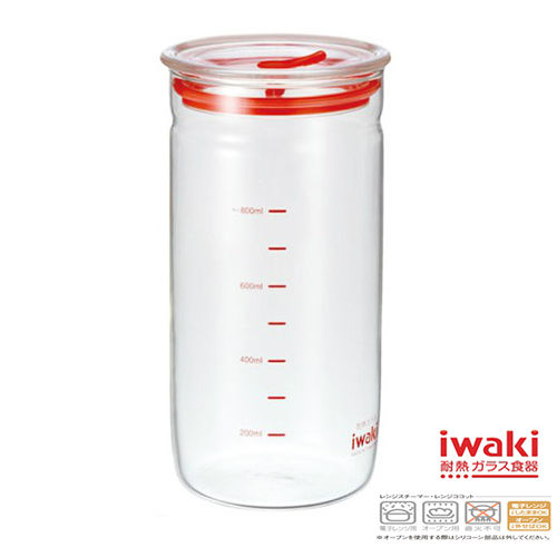 【iwaki】玻璃微波密封罐 1L(透明細長款)