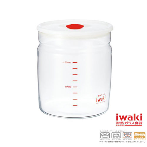 【iwaki】玻璃微波密封罐 1L