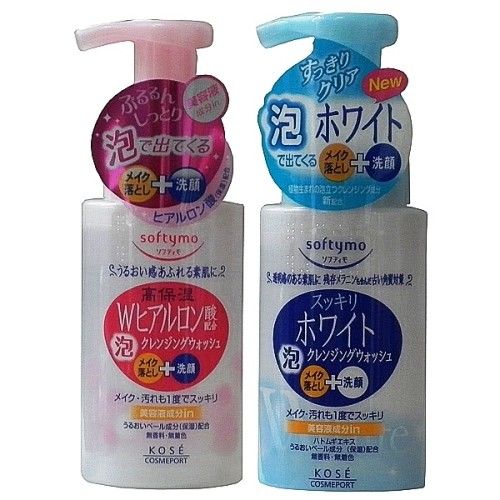 日本KOSE softymo嫩白及玻尿酸卸妝洗顏慕絲200ml-二入任組