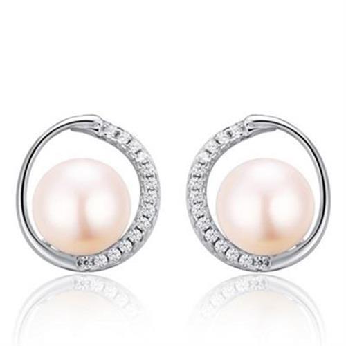 【米蘭精品】925純銀耳環珍珠耳飾鑲鑽優雅高貴