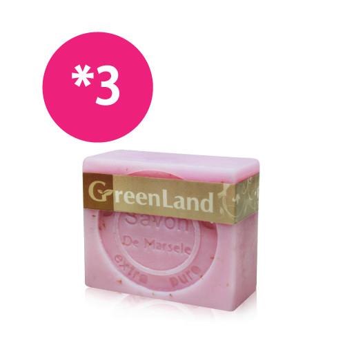 GreenLand 玫瑰香氛絲滑平衡馬賽皂(3入體驗組)