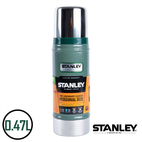 【美國Stanley】不鏽鋼保溫瓶／經典真空保溫瓶 0.47L(錘紋綠)