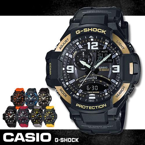 CASIO 卡西歐G-SHOCK 系列】數位羅盤/溫度/計時_LED_造型飛行錶(GA