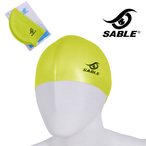 【黑貂SABLE】單色矽膠泳帽(螢黃綠)