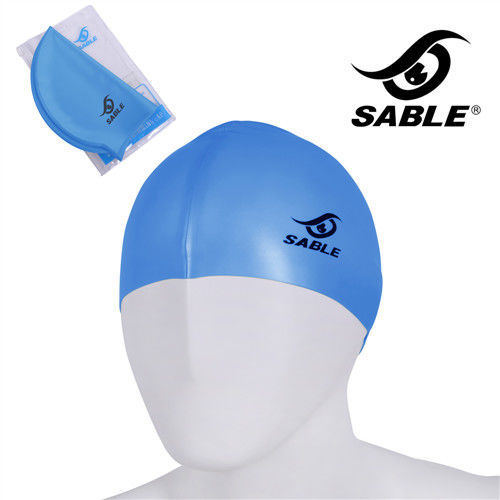 【黑貂SABLE】單色矽膠泳帽(藍色)