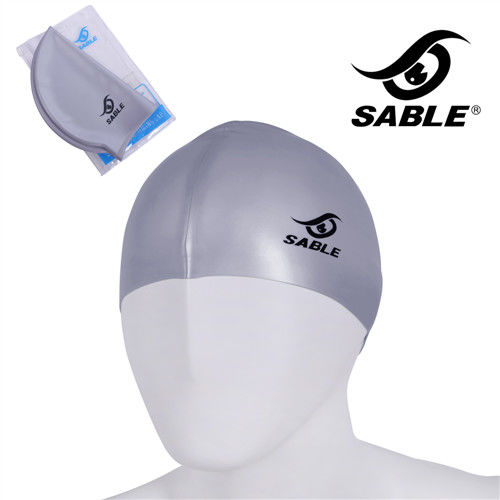 【黑貂SABLE】單色矽膠泳帽(銀色)