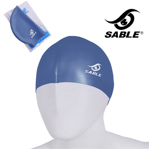 【黑貂SABLE】單色矽膠泳帽(藍灰色)