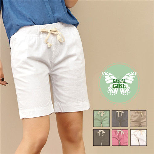 CASUAL GIRL「陽光女孩」棉麻休閒短褲 (白色)