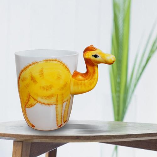 3D動物造型手繪風陶瓷杯- 駱駝(350ml)
