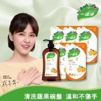楓康 一滴淨蘆薈多酚洗碗精6件組 (1000gx1罐+800gx5包)