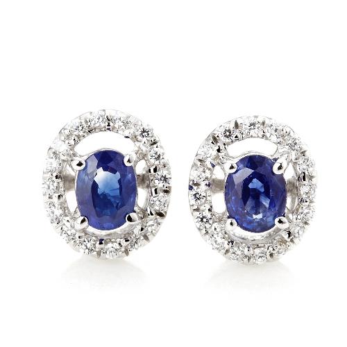 Dolly  天然藍寶 14K金鑽石耳環
