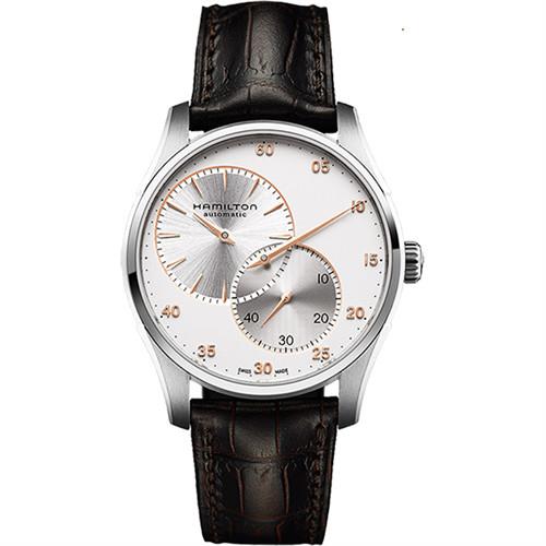 HamiltonJAZZMASTER分秒必爭時尚機械腕錶-銀x咖啡/42mmH42615553