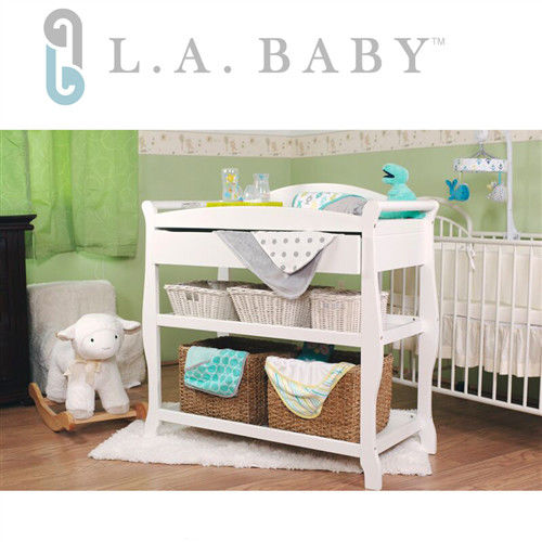 美國 L.A. Baby 嬰兒尿布台置物架(原木色/白色)