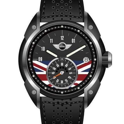 【MINI Swiss Watches】經典英國旗幟計時男腕錶-黑(MINI-53E)