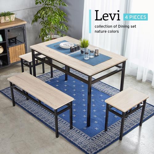 【H&D】LEVI李維工業風個性鐵架餐桌椅組-4件式
