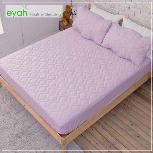【eyah】純色保潔墊床包式雙人特大3入組(含枕墊*2)-魅力紫
