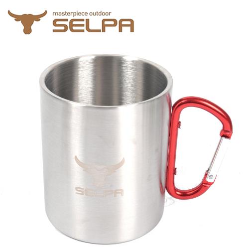 【韓國SELPA】 304不鏽鋼雙層加厚斷熱扣環杯 400ML 不鏽鋼杯 保溫杯 隔熱杯 咖啡杯 登山 露營