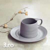 【3,co】卡布奇諾杯碟組(2件式) - 灰