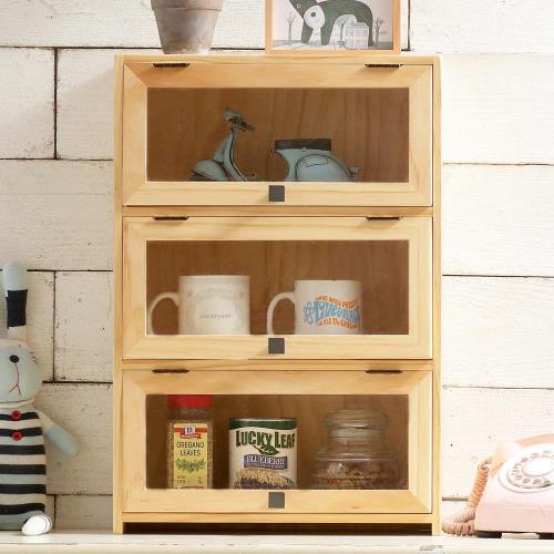 CiS自然行實木家具 三門-咖啡櫥櫃-收納櫃(水洗白色)