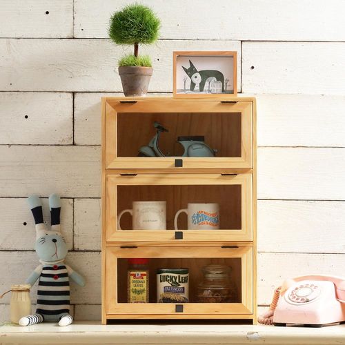 CiS自然行實木家具 三門-咖啡櫥櫃-收納櫃(扁柏自然色)