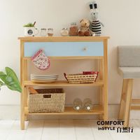 CiS自然行實木家具 電器櫃-碗盤櫃-雜貨櫃-置物櫃W80cm(原木鄉村藍色)