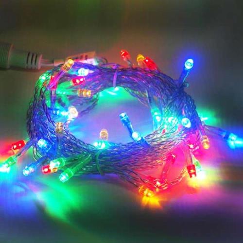 聖誕燈50燈LED樹燈串 (四彩光透明線)(附控制器跳機)(高亮度又省電)