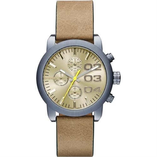 DIESEL Flare 美式狂潮計時腕錶-黃x卡其/40mm DZ5462