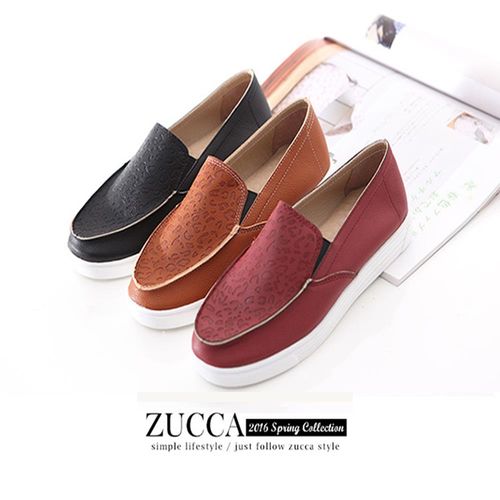 ZUCCA【Z6022】日系漆皮豹紋厚底包鞋-紅色/棕色/黑色