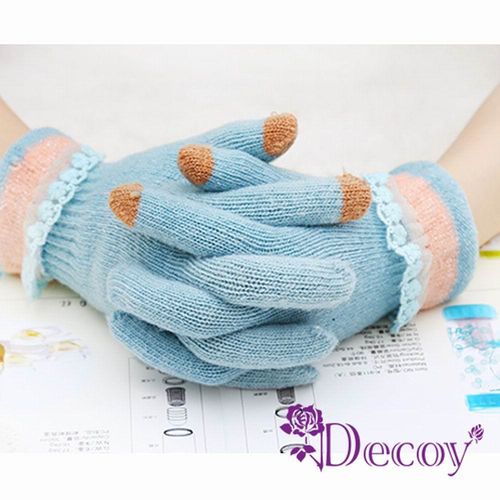 【Decoy】花邊蕾絲＊觸控針織手套/三色可選