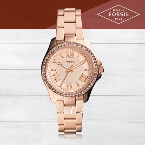 【FOSSIL】氣質首選_玫瑰金_不鏽鋼錶帶_羅馬數字_氣質女錶(AM4578)