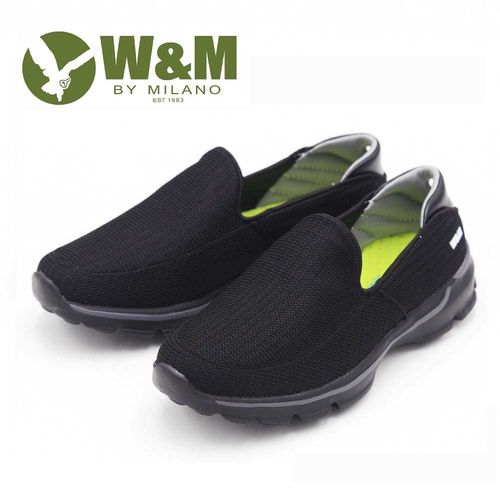 W&M MODARE 素色 透氣舒適彈性 男鞋-黑(另有藍)