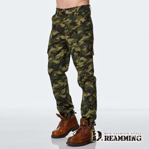 【Dreamming】軍規迷彩多口袋休閒工作長褲(綠色)