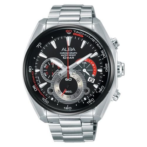 ALBA 異想空間三眼計時腕錶-黑/45mm VK63-X027D(AU2197X1)