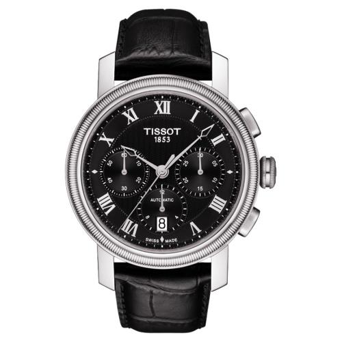 TISSOTBridgeport羅馬計時機械腕錶-黑/42mmT0974271605300