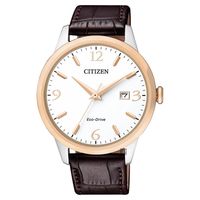 CITIZEN 星辰 光動能紳士腕錶-玫瑰金圈x咖啡/40mm BM7304-16A