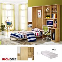 RICHOME HOME雷吉收納單人床組(附書桌)(含床墊)