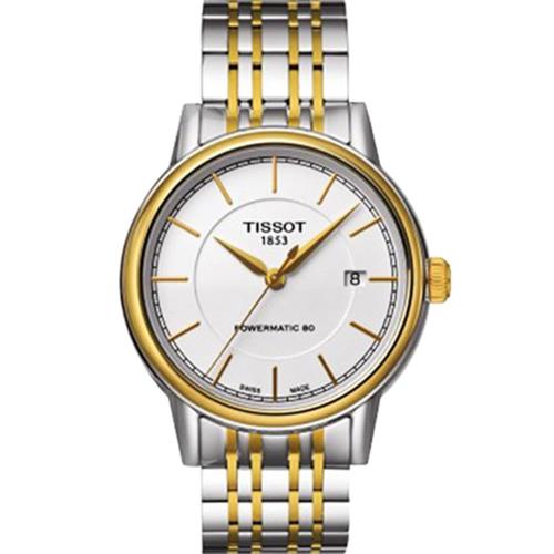 TISSOT 天梭 Carson Powermatic 80 寧靜時光機械腕錶(銀x雙色/39mm) T0854072201100